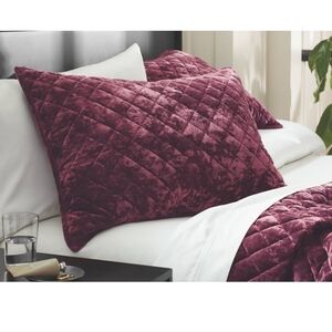 Threshold Luxe Diamond Stitch Velvet Quilted Standard Sham Berry Red Wine